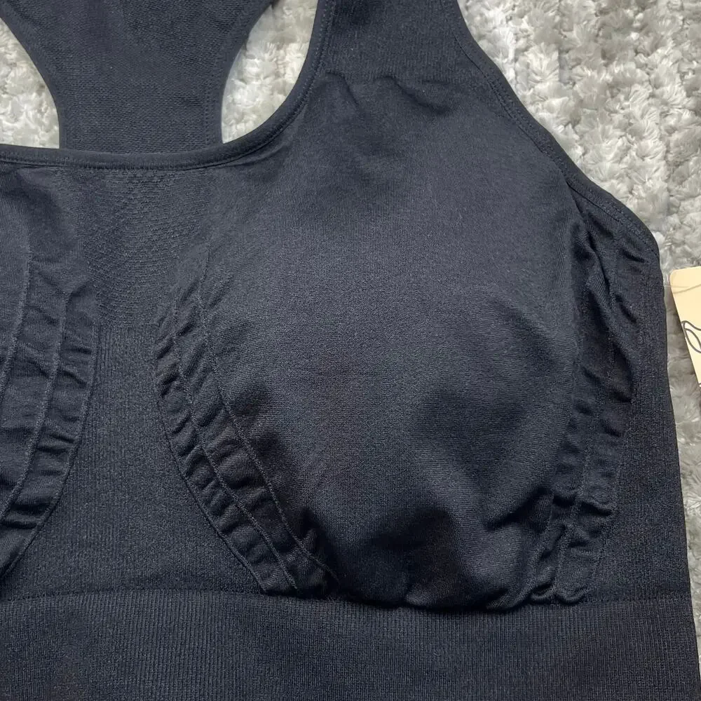 NEW Truekind Women's Comfort ReACTIVATE Sports Bra Racerback‎ Black Wireless 2XL